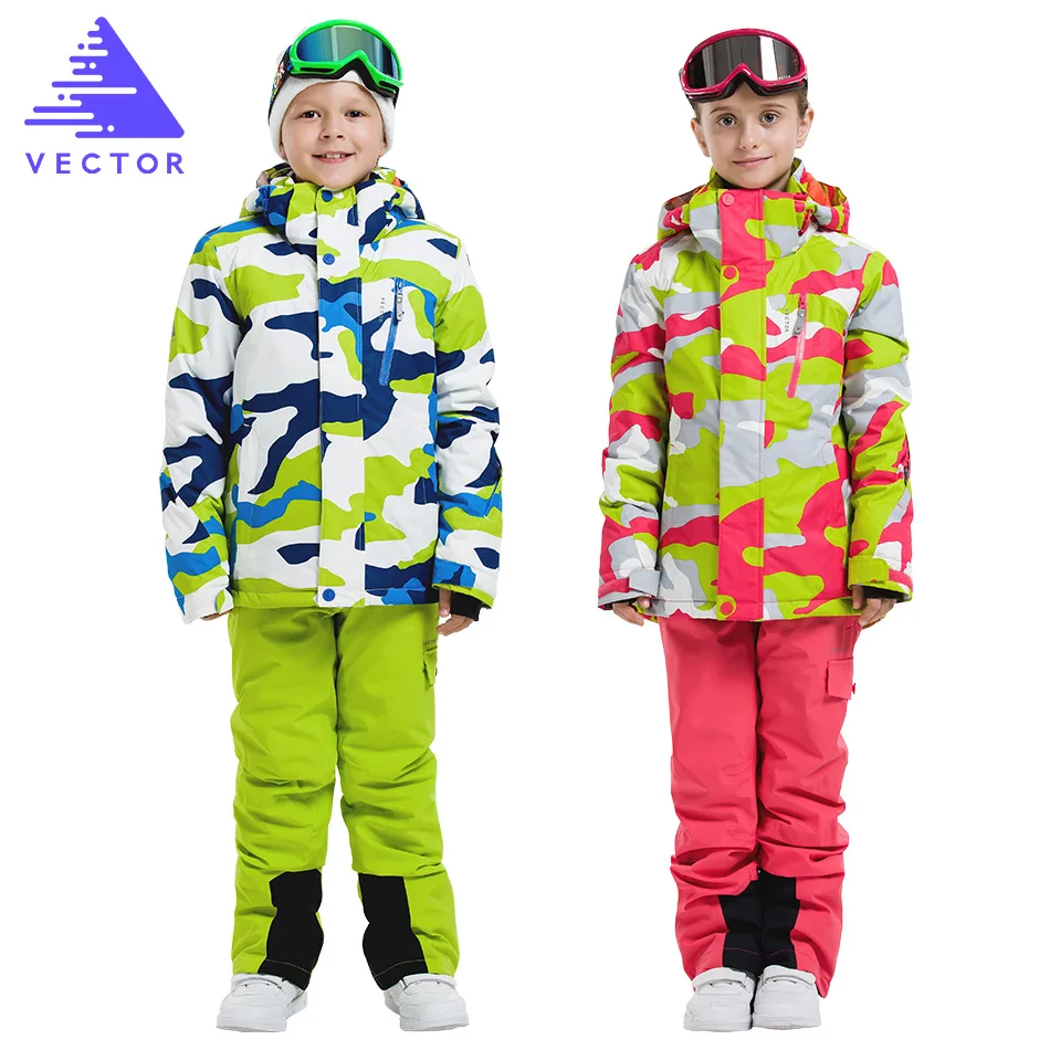 Векторные профессиональные детские лыжные костюмы теплые водонепроницаемые