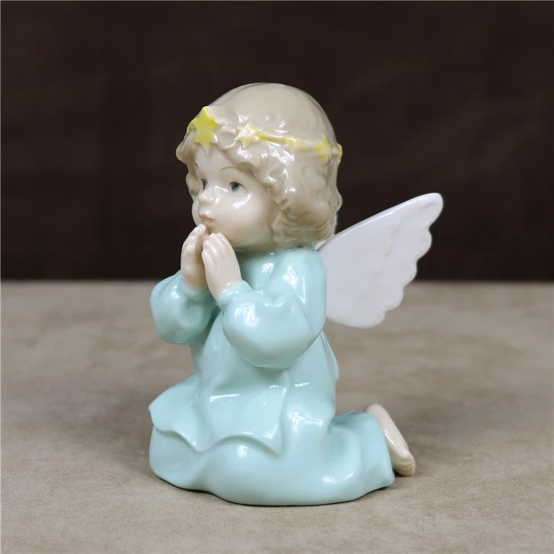 Сказочная фарфоровая статуэтка ангела керамический ангел детское миниатюрное