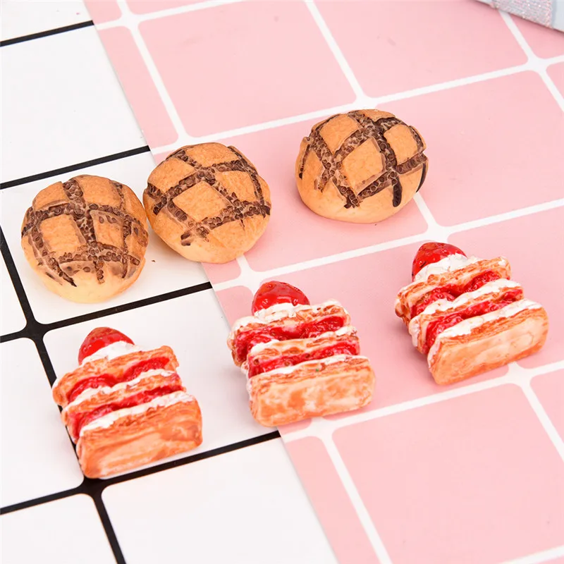

8Pcs/set Cute Simulation Ice Cream Cake Bread Dessert Resin DIY Jewelry Earring Accessories Without Holes Resin Material Pendant