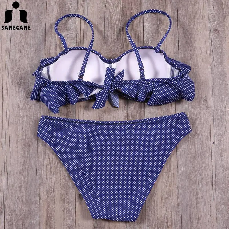 Женский купальник с оборками SAMEGAME Леопардовый бразильский на косточках пляжные