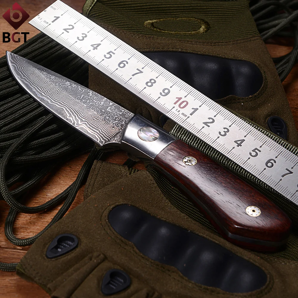 BGT ручной работы охотничий прямой нож с фиксированным лезвием Дамасская сталь