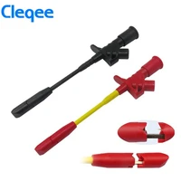 cleqee p5005 2pcs 10a professional piercing needle test clips multimeter testing probe hook with 4mm socket