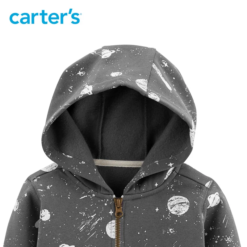 Прохладный Серый пространство Print Zip-Up хлопковая толстовка Carters осень-зима пальто