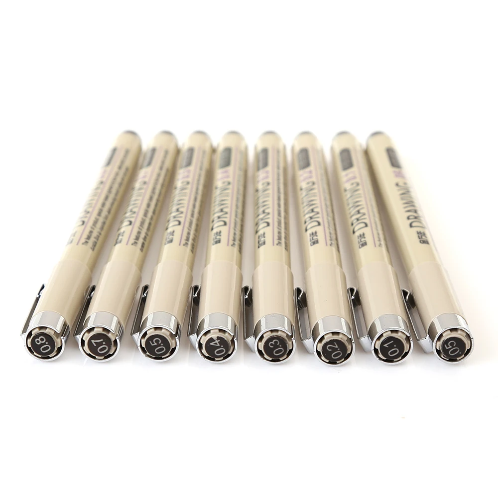 Знать 8 шт./лот Pigma Микрон Эскиз маркер ручка черный пигмент лайнер Neelde для