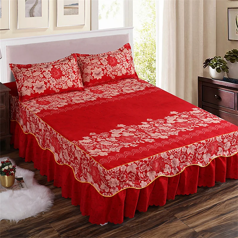 Bed Skirt-17 Домашний текстиль покрывало на кровать в европейском стиле покрывало из полиэстера и хлопка постельное белье с цветными цветами 150x200 см Размер королевы - Цвет: Bed Skirt-17