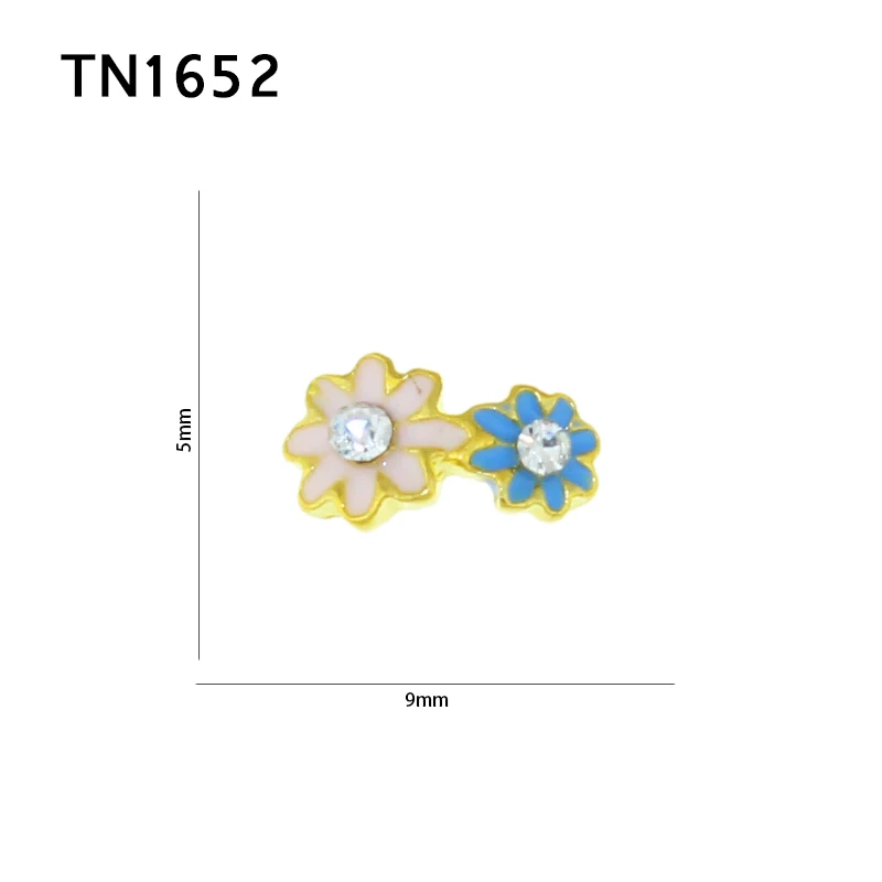 10 шт./лот двухцветные цветы для дизайна ногтей 3D блестки стразы из золотого