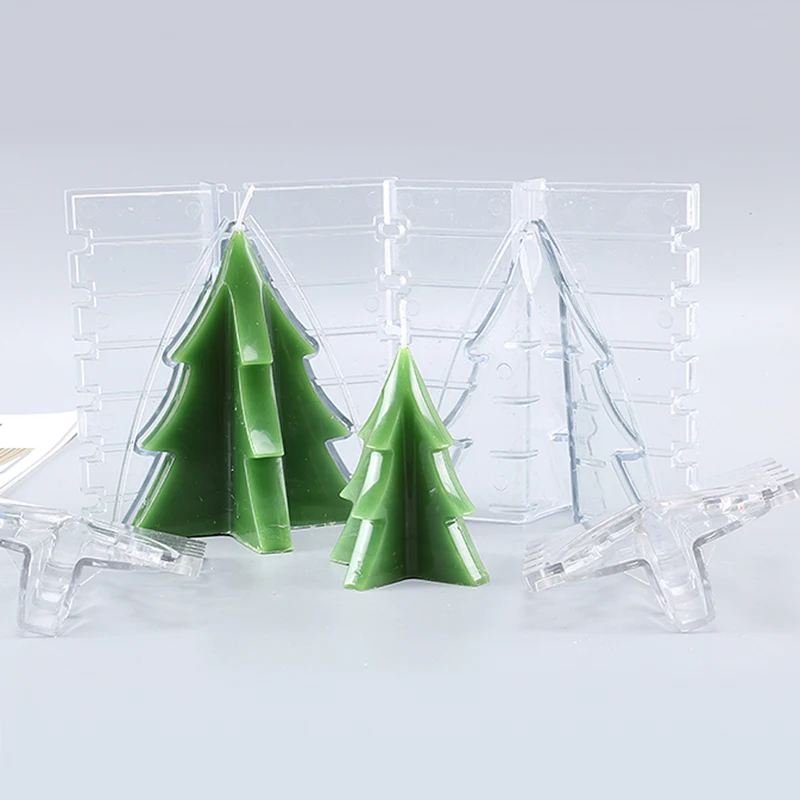 1pcs Cross Shape Christmas Tree Candle Plastic Mould DIY Manual Mold Reusable for candles soap cakes chocolate jelly molds