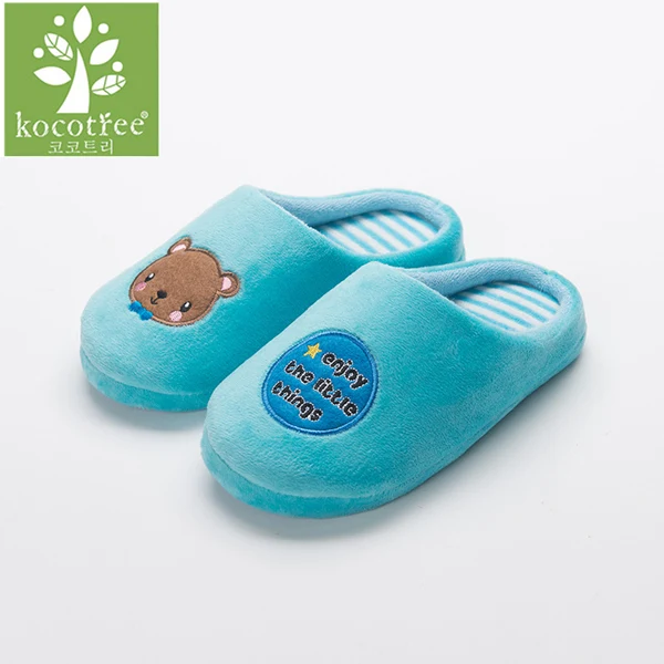 blue Kocotree/Зимняя Детская домашняя обувь; удобные детские тапочки с лягушкой из мультфильма; теплая мягкая обувь для спальни; тапочки для мальчиков и девочек - Цвет: blue