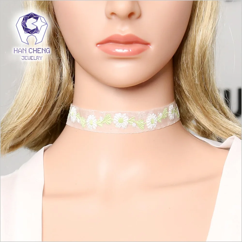 HanCheng модное милое колье из муслиновой ленты с цветочной вышивкой Кружевное