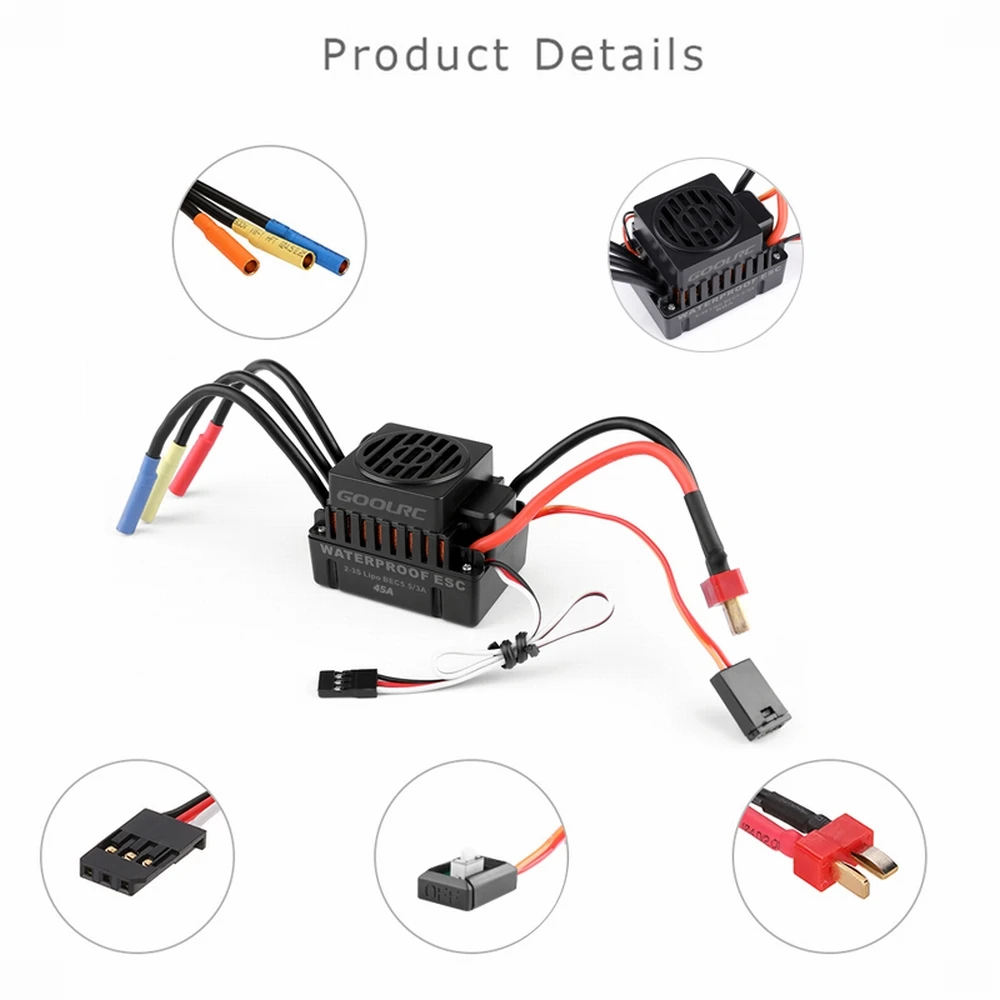 GoolRC обновление водонепроницаемый F540 3000KV бесщеточный двигатель с 45A ESC Combo Set для 1/10