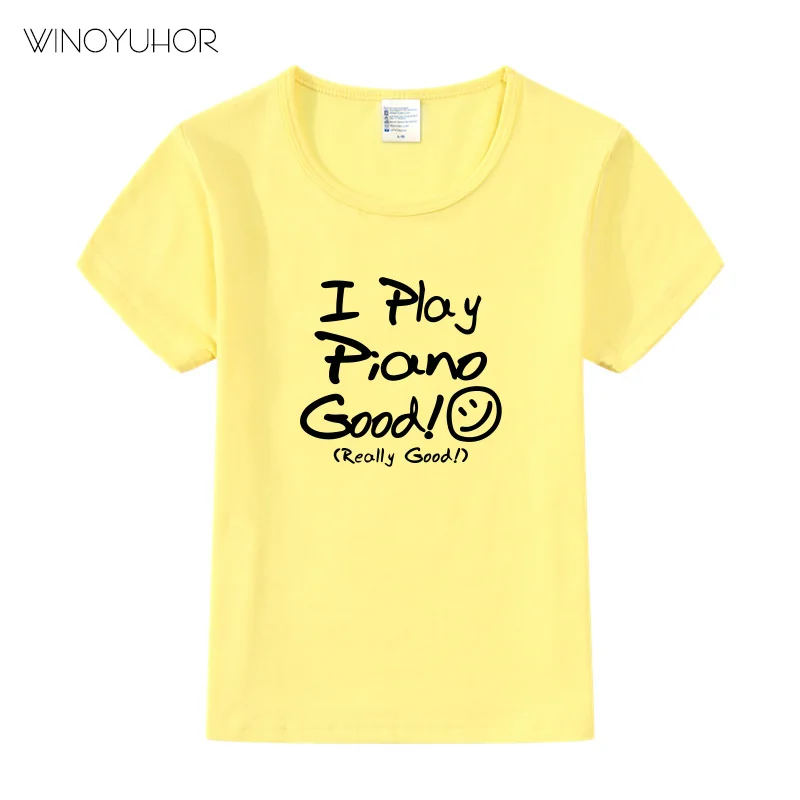 Футболка с надписью I Play Piano Good Детская летняя футболка коротким рукавом подарок