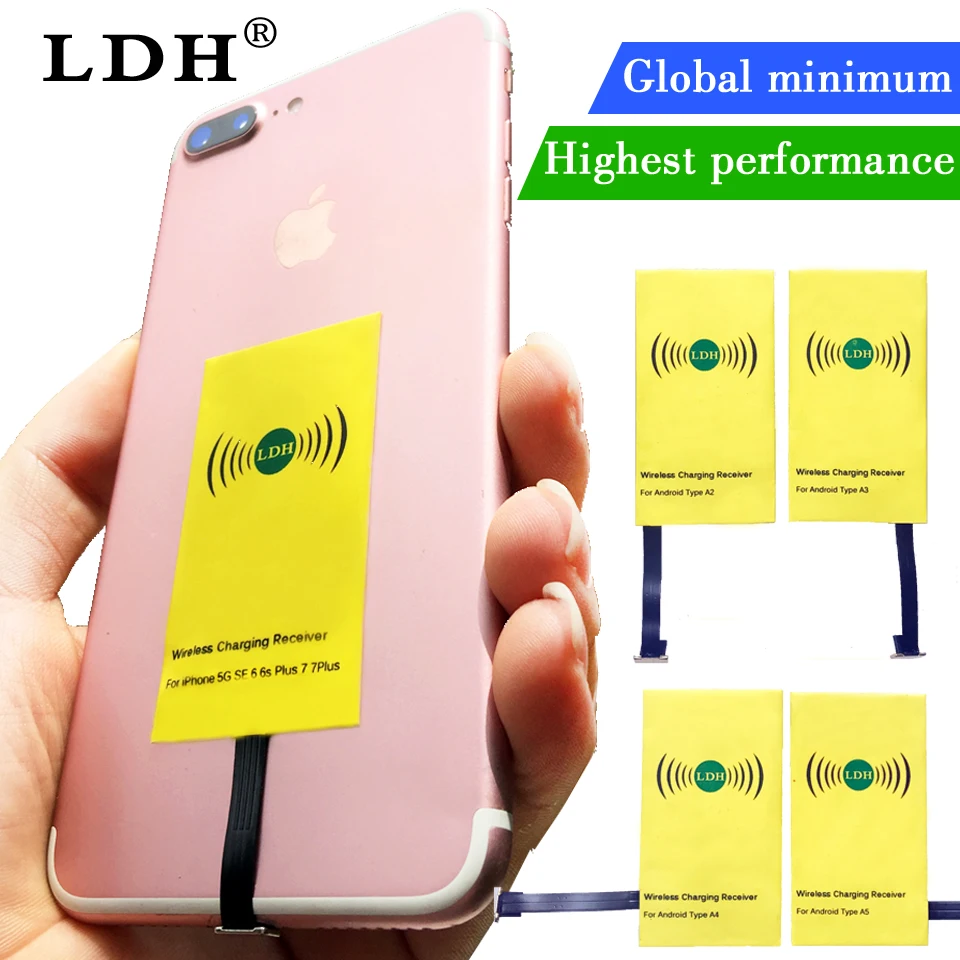 LDH Qi Беспроводное зарядное устройство приемник для iPhone 7 6 S 5Plus Беспроводная