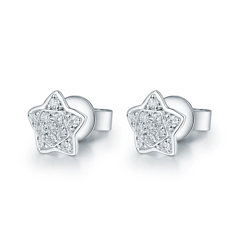 Женские серьги гвоздики LOVERJEWELRY из белого золота с Луной и звездами|earrings designer|earring