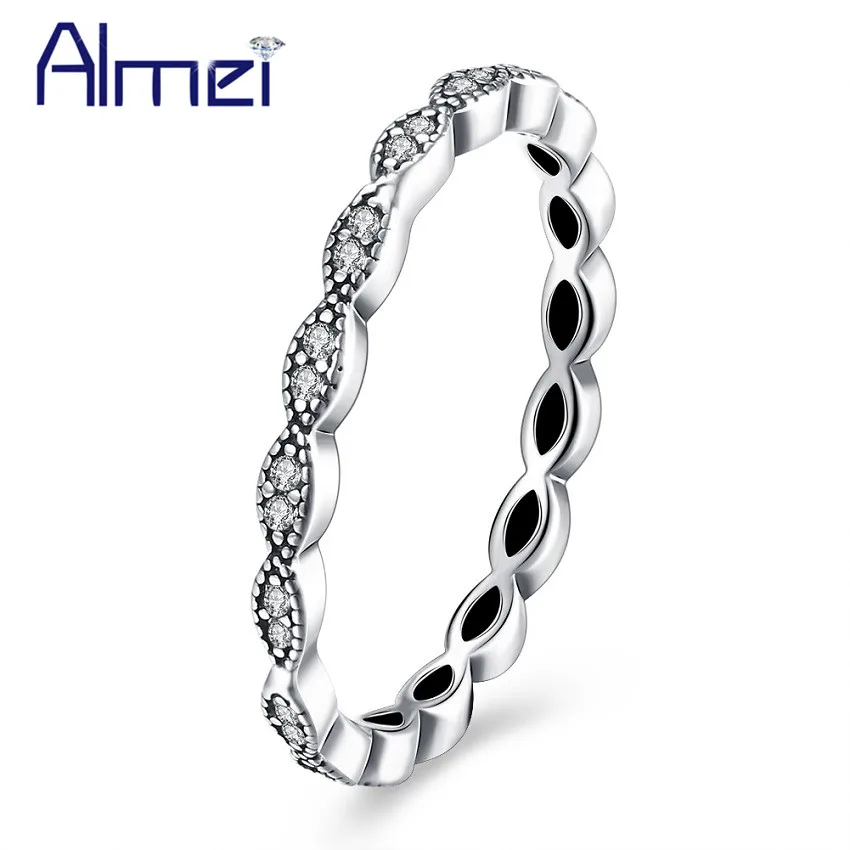 Almei 5% женские тонкие простые кольца для свадьбы женщин и девушек с кубическим