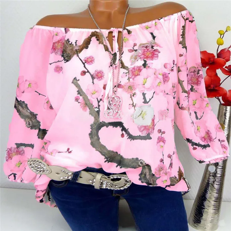 Для женщин s Топы корректирующие и блузки для малышек пикантные Peach Blossom рубашка с