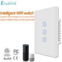 wifi smart wall light switch glass touch panel wireless 3 gang1way interuptor wireless remote control tuya alexa google home