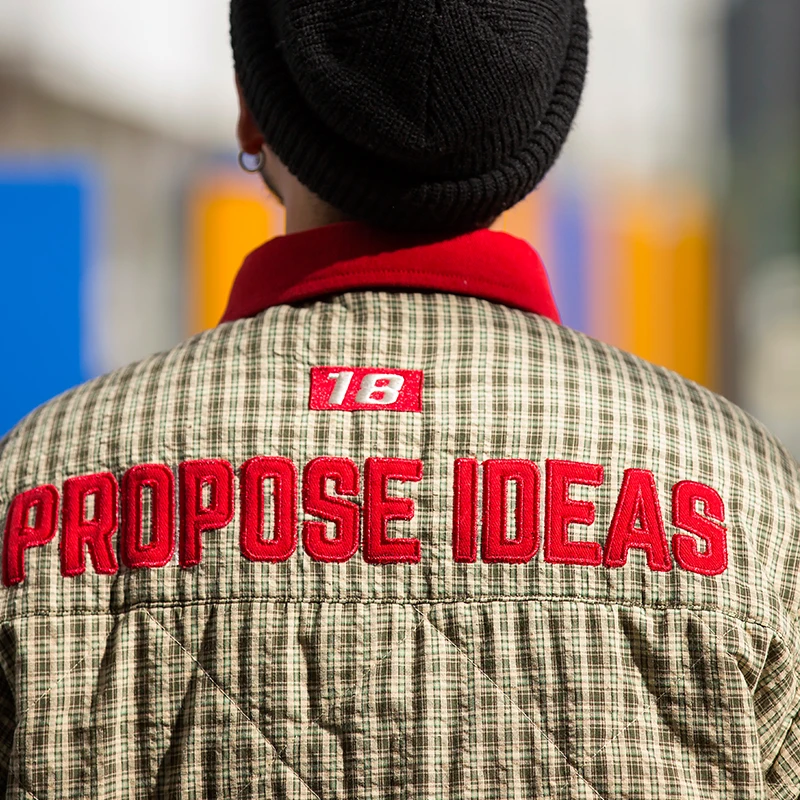 CHINISM/утепленная клетчатая рубашка с цветной вышивкой зимняя отстегивающимся