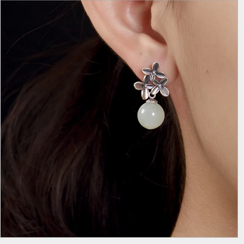 Женские Нефритовые Шары длинные Винтажные серьги неглифовые из настоящего