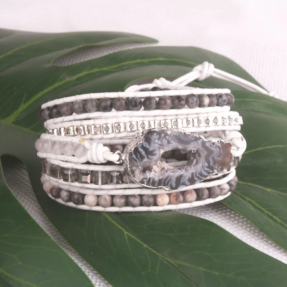 5 шт. женский кожаный браслет с кристаллами|Гибкие браслеты| |