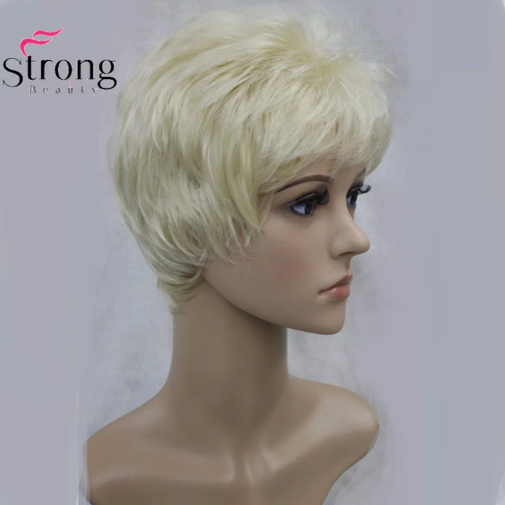 StrongBeauty женский синтетический парик черный/Блонд короткие прямые волосы натуральные парики