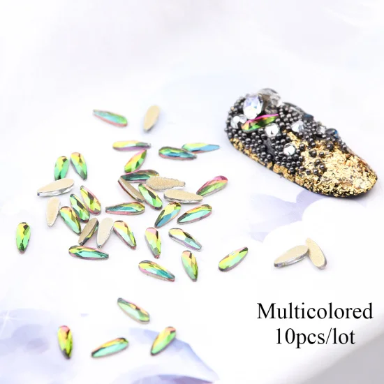 Multicolored 10 шт. капли воды кристаллы для ногтей Стразы 3D Шарм Лайк для дизайна ногтей украшения набор дизайн ювелирные изделия аксессуары Маникюр TR905 - Цвет: Multicolored