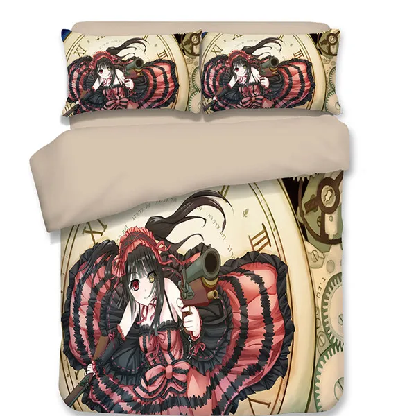 style 6 Tokisaki Kurumi 3D японское постельное белье с аниме наборы мультфильм пододеяльник простыня домашний текстиль постельное белье Хорошее качество стиль - Цвет: style 6