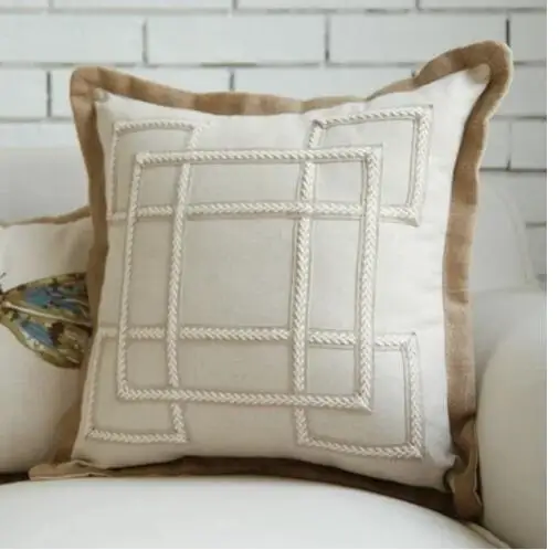 

natural cotton linen geometric pattern cushion cover beige pillowcase household throw pillow covers decor home