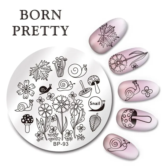 1 шт. BORN PRETTY Flower дизайн ногтей штамп шаблон Арабеска Бабочка Цветочная волнистая линия сетка в полоску дизайн 5,5 см круглая пластина изображения