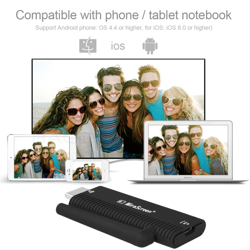 Аудио Видео беспроводной Wi-Fi подключение телефона к ТВ 1080P HDMI видео адаптер для iPad для Iphone 8 Plus 5 6 7 Plus Android iOS