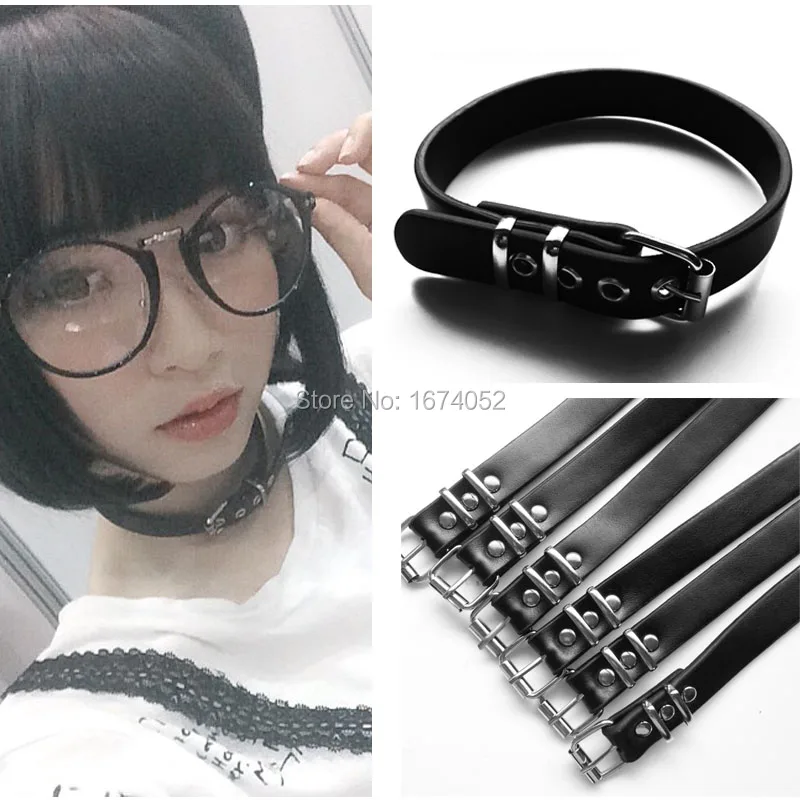 Ошейник ручной работы в стиле Харадзюку из натуральной кожи с пряжкой и