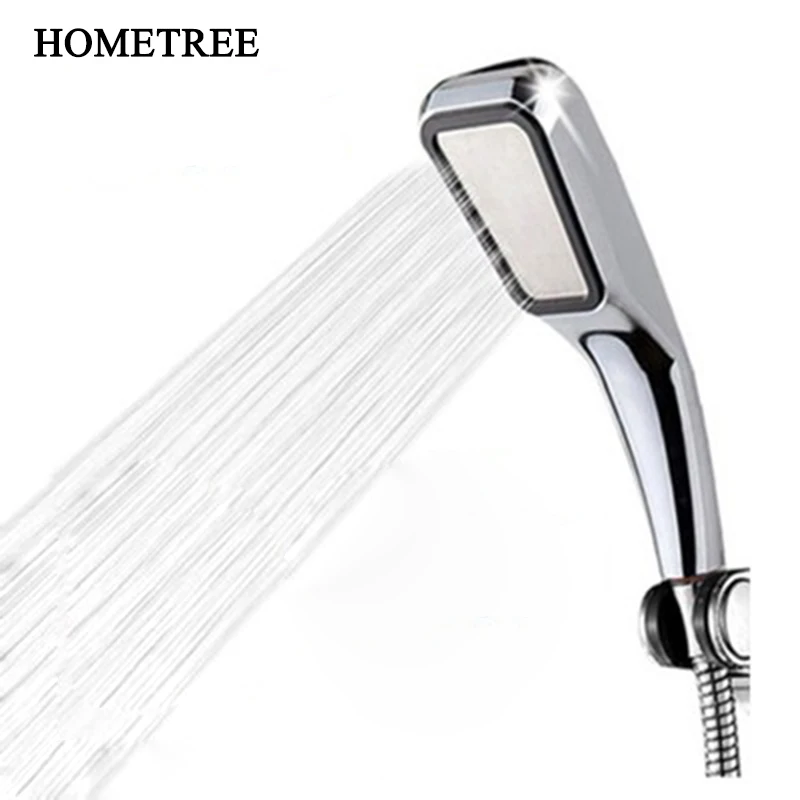 

HOMETREE HandHeld Shower Head High Pressure Chrome-Plate Panel Streamline Water Saving Square Bathroom 300 Holes Shower H473