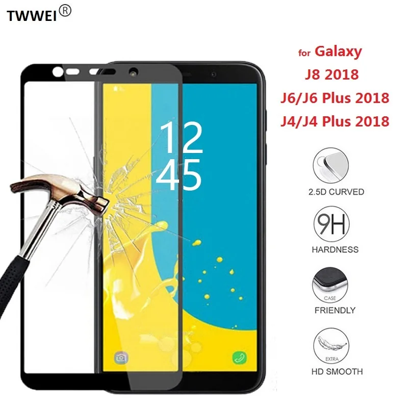 Защитный Стекло на samsung Galaxy J6 J4 Plus J8 2018 закаленное для плюс Экран протектор Фольга