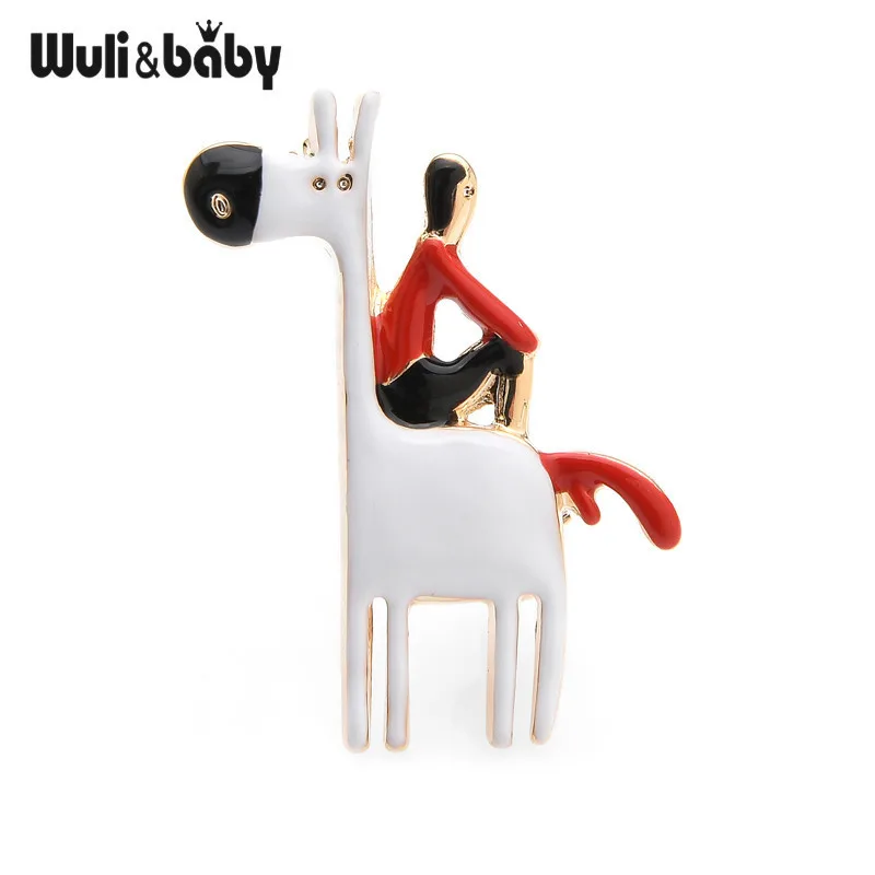 Wuli& Baby Милая эмалированная брошь на булавке с изображением Человека, сидящего на лошади, для женщин, оригинальные броши в подарок
