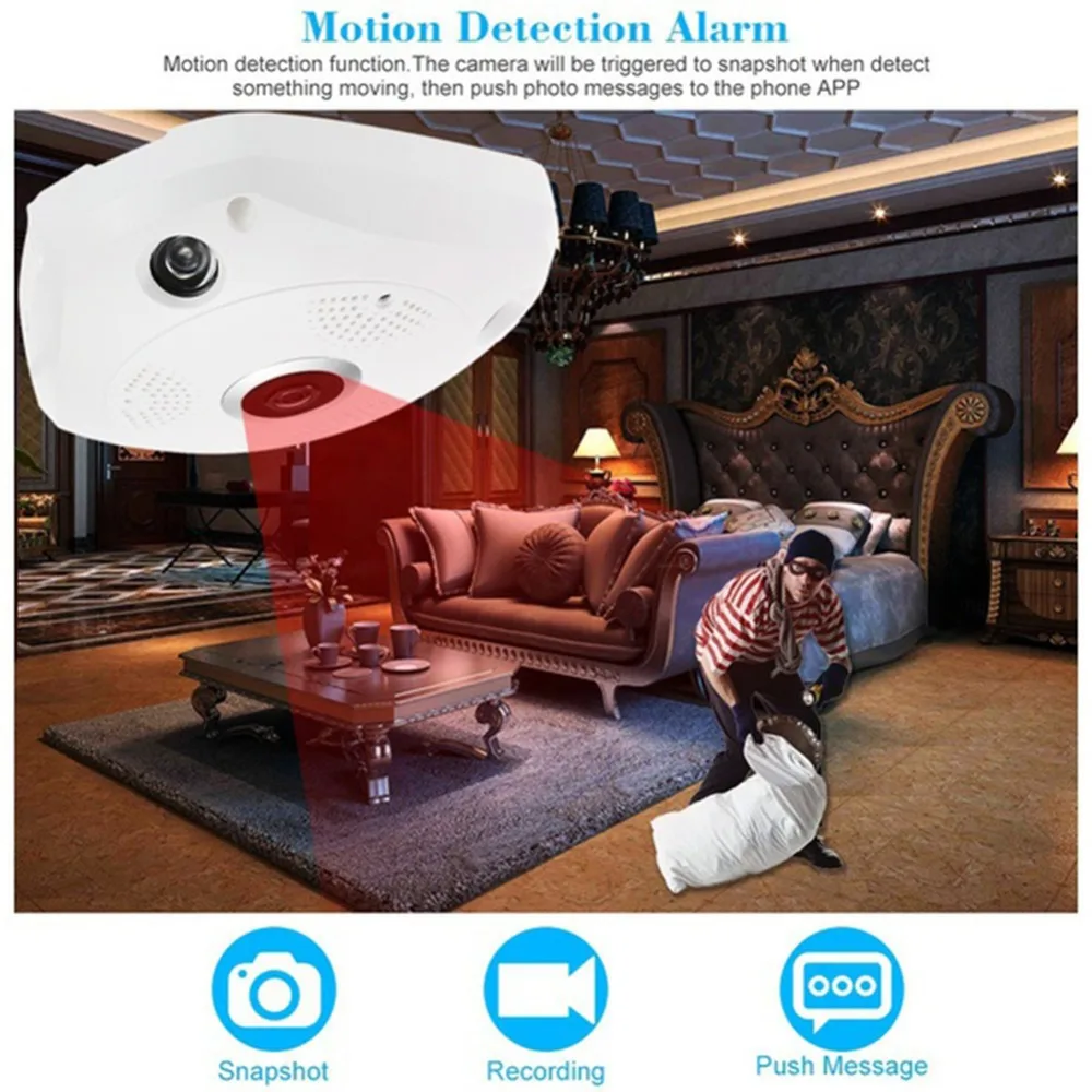MOOL профессиональная 360 градусов панорамная 960P HD камера беспроводная ИК лампа