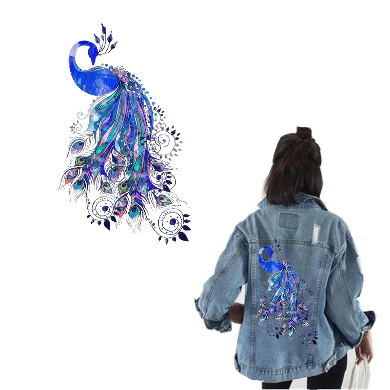 Милый утюжок с павлиньим принтом Переводные пластыри моющиеся наклейки на