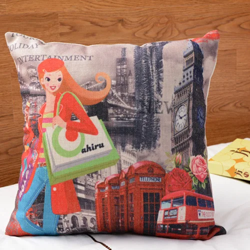 Чехол на подушку в стиле ретро Винтажный чехол с изображением Эйфелевой башни