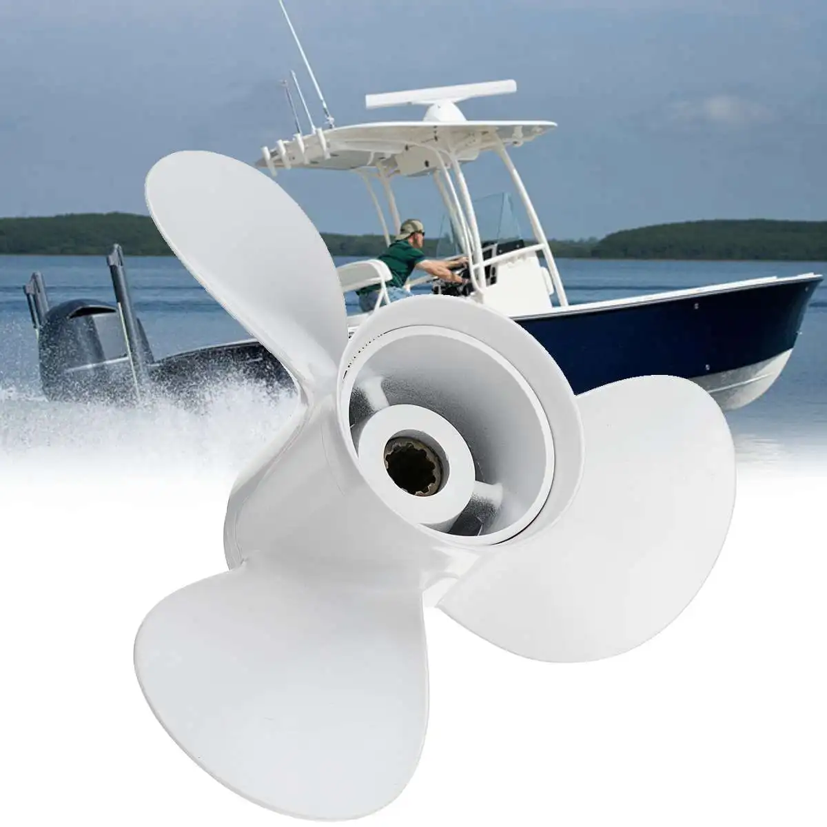 664-45952-00-EL 9 7/8x14 алюминиевый лодочный подвесной Пропеллер для Yamaha 20-30HP Белый 10 сплайн зуб 3 Лопасти вращение R