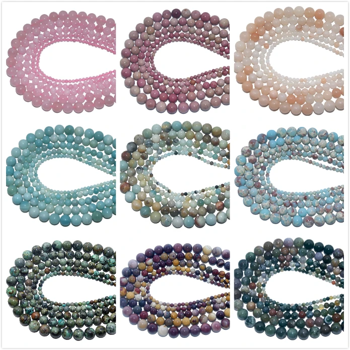 

4 6 8 10 MM Natural Stone Beads agates Tiger Eye Lapis lazuli Amethysts Stone Beads For Jewelry Making DIY Bracelet Necklace