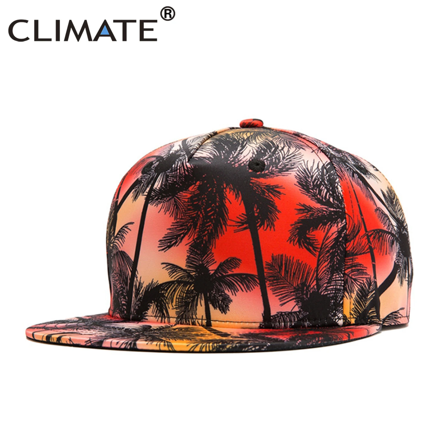 CLIMATE Coconut Tree Hip Hop Snapback Caps Men Seaside Beach Cap Vacation Rapper 3D Printing Street Dancer Dance Hat |
