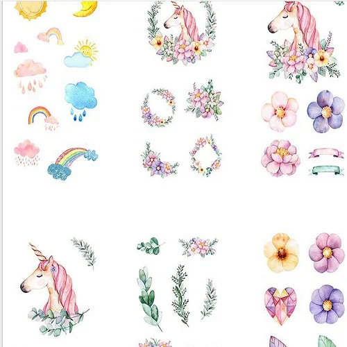 Unicorn XRHYY ручной работы прозрачный мультфильм бревна скрапбук небольшой заказ девушка DIY канцелярские ручка для записной книжки сумка декоративная наклейка - Цвет: Unicorn