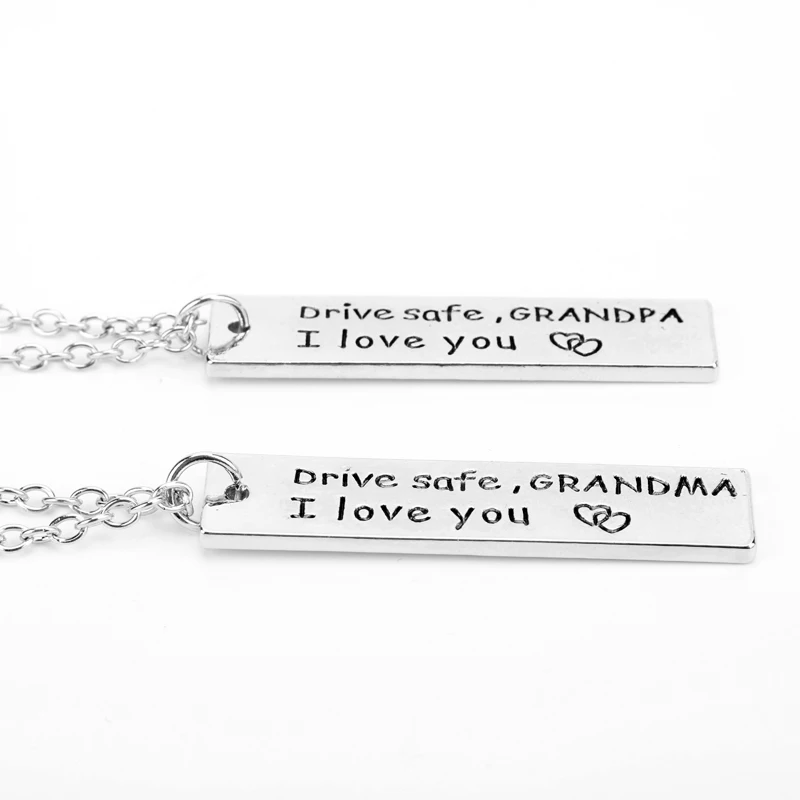 2pcs Letter Necklace Drive Safe I love you Grandpa Grandma Necklaces Pendants Charms Simple Accessories Family Gifts | Украшения и
