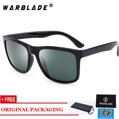 black green WarBLade, оригинальные солнцезащитные очки для женщин и мужчин, фирменный дизайн TR90, оправа, солнцезащитные очки для мужчин, модные классические квадратные очки UV400 - Цвет линз: black green