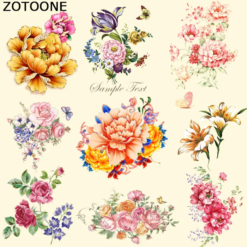 ZOTOONE Цветочные нашивки термотрансферные пирография для самостоятельного