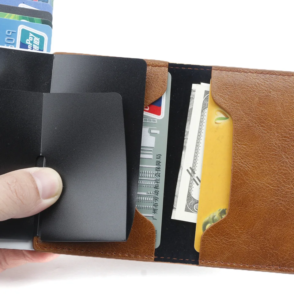 Новая мода Анти RFID Блокировка Мужская Кредитная карта держатель маленький кошелек, кожаный ID Чехол для банковских карт металлическая защита кошелек для женщин