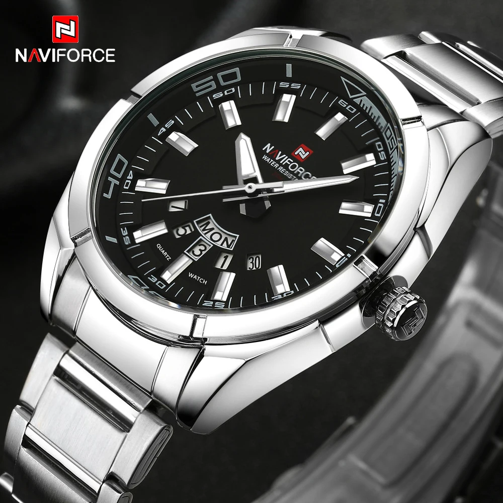 NAVIFORCE Роскошные Брендовые спортивные кварцевые часы мужские модные из