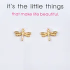 Новое поступление, модные ювелирные изделия, серьги-гвоздики со стрекозой свободного духа для женщин, серьги