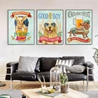 Настенные картины с изображением собаки и пива для гостиной, домашний декор, настенные картины с изображением собаки в стиле ретро, винтажные плакаты и принты, домашний декор