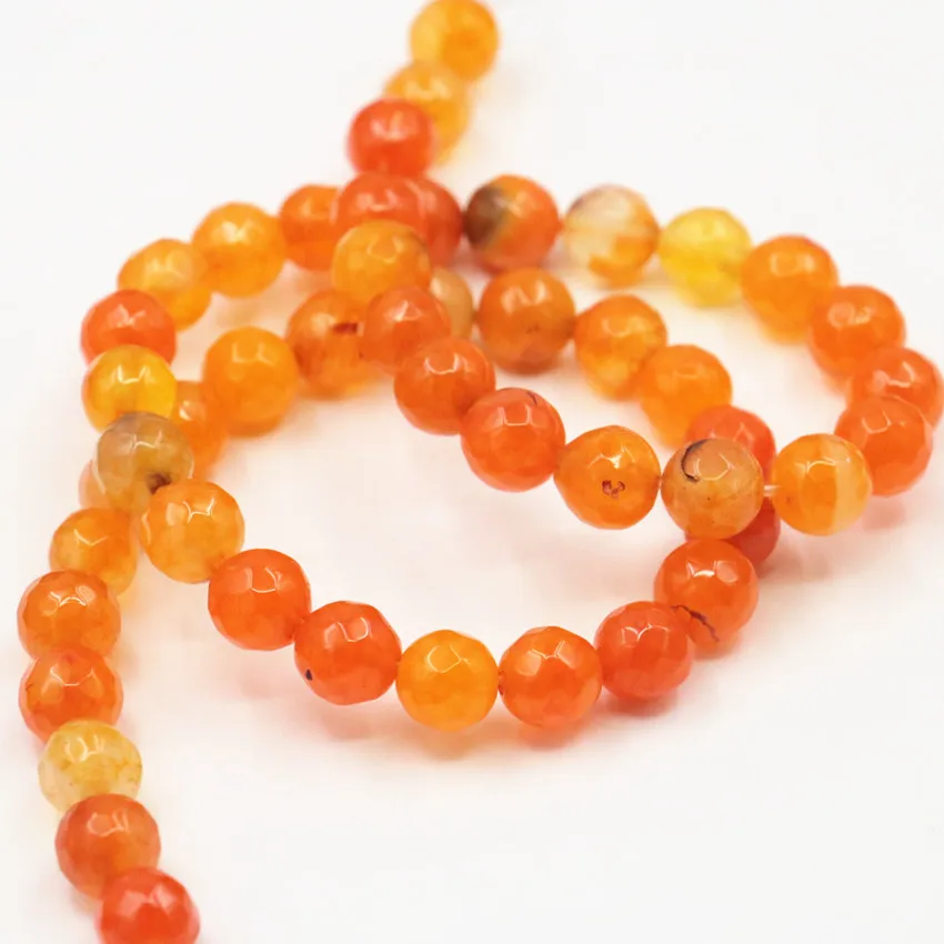 

Wholesale 2PCS Natural Stone Faceted Round Onyx Agates Loose Bead Beads 6mm 8mm Carnelian Crafts for Jewelry Making 15inch A360