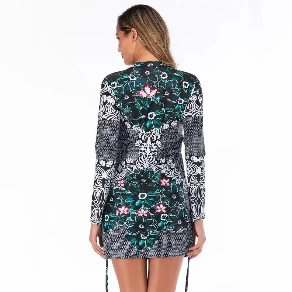 Слитный купальник 2019 года с длинным рукавом и принтом Rashguard женский купальный