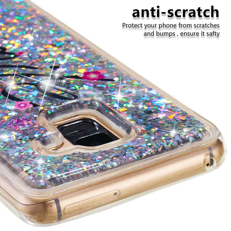 J&ampR Case For Samsung A8 Plus 2018 Soft Glitter Dynamic Liquid Quicksand Silicone TPU Galaxy S9 Cover |